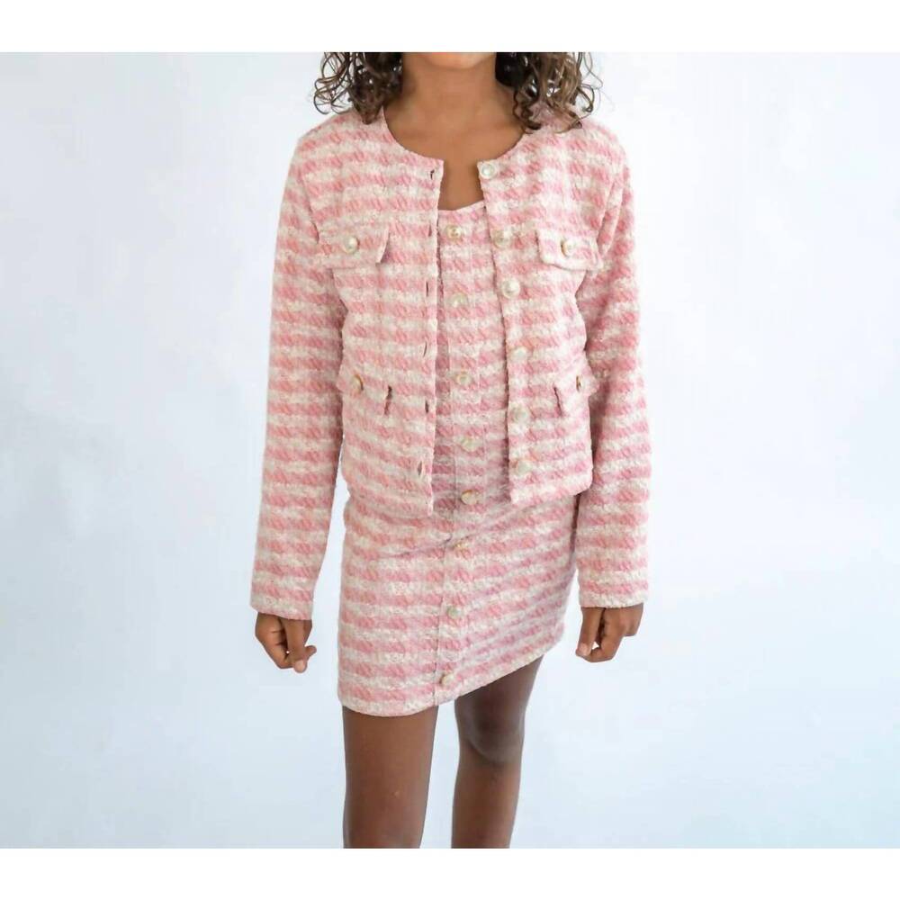 NEW FLOWERS BY ZOE tweed jacket in pink